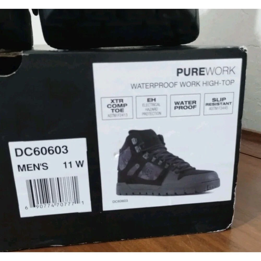 DC PURE Men's Black/Dark Gray Camo Composition Toe High-top Work Boots  Size 11W